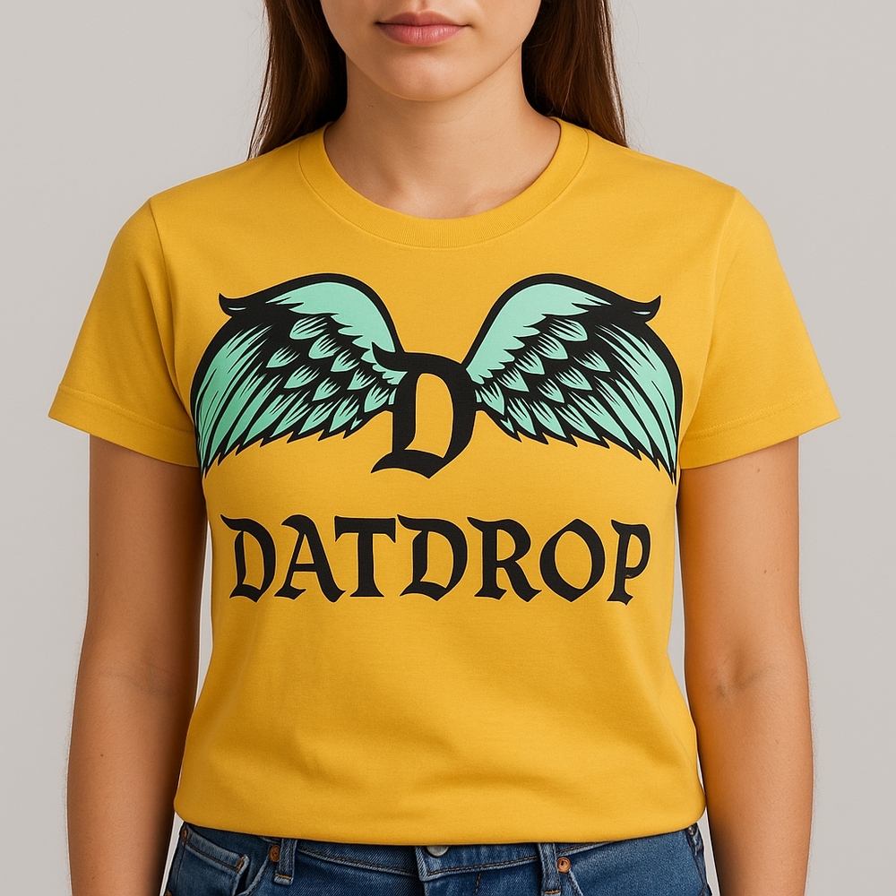 Yellow Graphic Tee with Wing Design